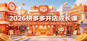 2026拼多多开店成长课:零基础吃透起店全流程,玩转流量推广直播实现店铺稳定盈利-宝藏屋创业网