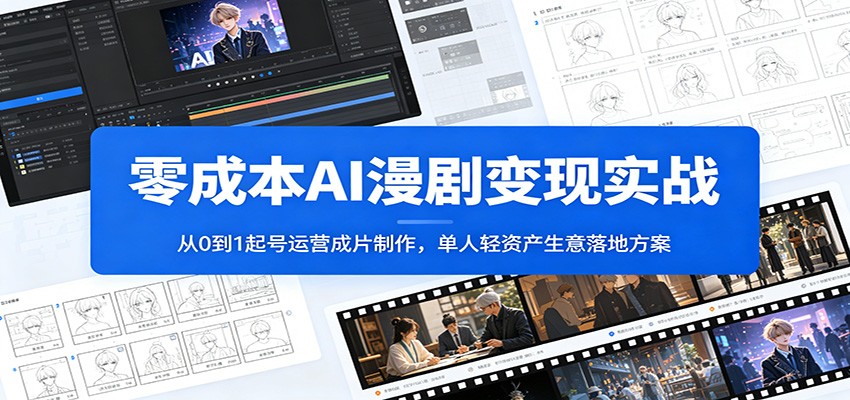 零成本AI漫剧变现实战：从0到1起号运营成片制作，单人轻资产生意落地方案-宝藏屋创业网