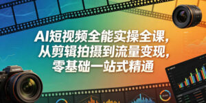 AI短视频全能实操全课,从剪辑拍摄到流量变现,零基础一站式精通-宝藏屋创业网