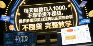 每天稳稳日入1000,不靠带货不囤货,拼多多虚拟类目矩阵玩法完整教学【揭秘】-宝藏屋创业网