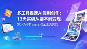 多工具提速AI漫剧创作：13天实训从剧本到变现，SORA即梦wan2-2全工具实战-宝藏屋创业网