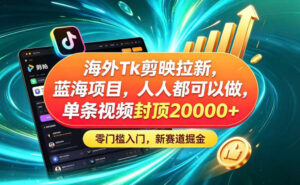 海外TK剪映拉新蓝海赛道!零门槛普通人可上手,单条视频收益上限2W+-宝藏屋创业网