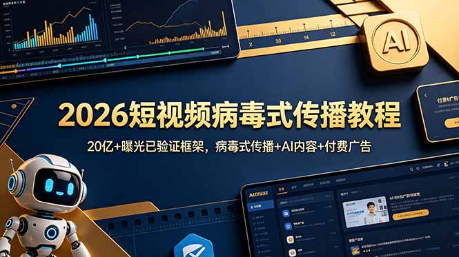 2026短视频病毒式传播教程：20亿+曝光已验证框架，病毒式传播+AI内容+付费广告-宝藏屋创业网