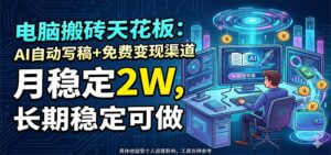 电脑搬砖天花板：AI自动写稿+免费变现渠道，月稳定2W，长期稳定可做-宝藏屋创业网