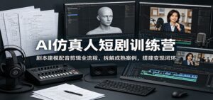 AI仿真人短剧训练营:剧本建模配音剪辑全流程,拆解成熟案例,搭建变现闭环-宝藏屋创业网