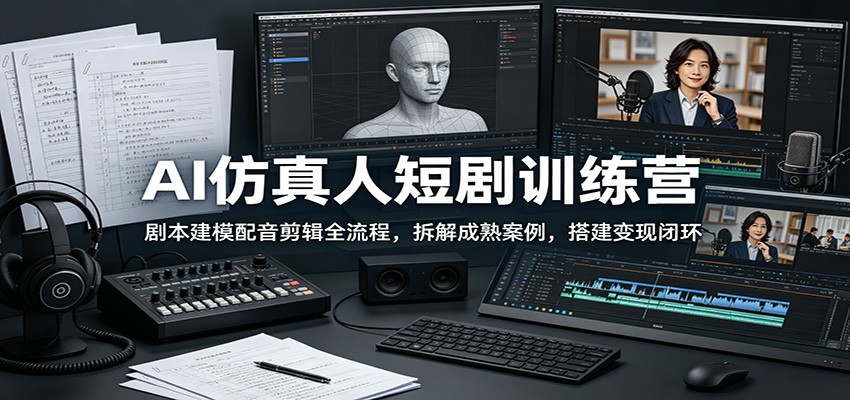AI仿真人短剧训练营：剧本建模配音剪辑全流程，拆解成熟案例，搭建变现闭环-宝藏屋创业网