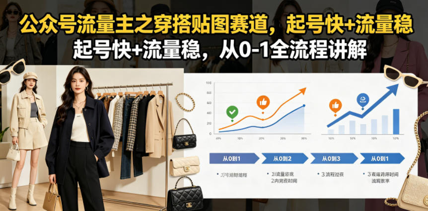 公众号流量主之穿搭贴图赛道，起号快+流量稳，从0-1全流程讲解-宝藏屋创业网