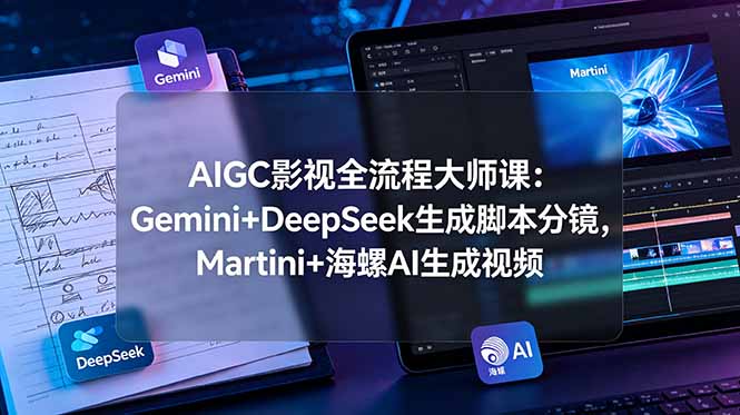 AIGC影视全流程大师课：Gemini+DeepSeek生成脚本分镜，Martini+海螺AI生成视频-宝藏屋创业网