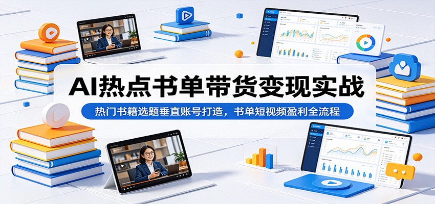 AI热点书单带货变现实战：热门书籍选题垂直账号打造，书单短视频盈利全流程-宝藏屋创业网