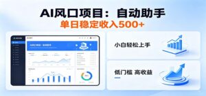 全新AI自动助手项目，低门槛入局，每日稳定收益500以上-宝藏屋创业网