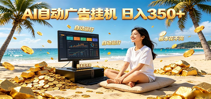 AI自动广告挂机 日入350+ 真正做到躺赚式变现，根本花不完！-宝藏屋创业网