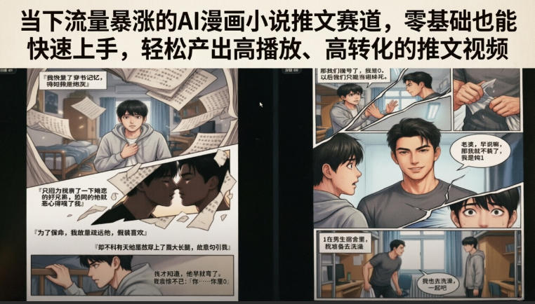 当下流量暴涨的AI漫画小说推文赛道，零基础也能快速上手，轻松产出高播放、高转化的推文视频-宝藏屋创业网