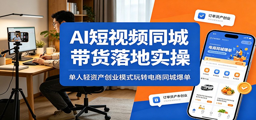 AI短视频同城带货落地实操：单人轻资产创业模式玩转电商同城爆单-宝藏屋创业网