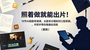照着做就能出片！19节AI短剧导演课，从剧本分镜到对口型剪辑，手把手带你跑通全流程(更新-宝藏屋创业网