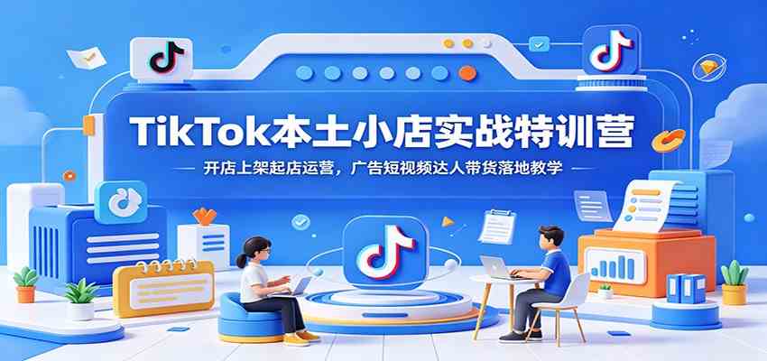 TikTok本土小店实战特训营：开店上架起店运营，广告短视频达人带货落地教学-宝藏屋创业网