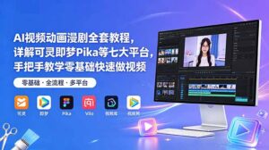 AI视频动画漫剧全套教程，详解可灵即梦Pika等七大平台，手把手教学零基础快速做视频-宝藏屋创业网