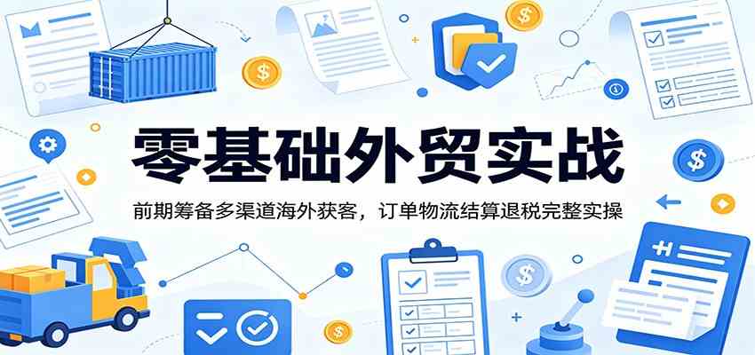 零基础外贸实战：前期筹备多渠道海外获客，订单物流结算退税完整实操-宝藏屋创业网