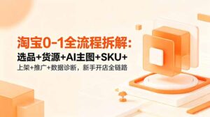 淘宝0-1全流程拆解:选品+货源+AI主图+SKU+上架+推广+数据诊断,新手开店全链路-宝藏屋创业网