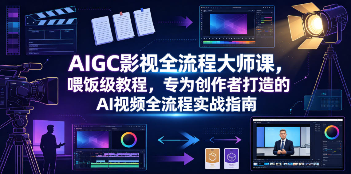AIGC影视全流程大师课,喂饭级教程,专为创作者打造的AI视频全流程实战指南 AIGC影视全流程大师课,喂饭级教程,专为创作者打造的AI视频全流程实战指南