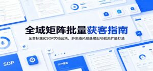 全域矩阵批量获客指南：全套标准化SOP文档合集，多渠道风控基建起号截流扩量打法-宝藏屋创业网