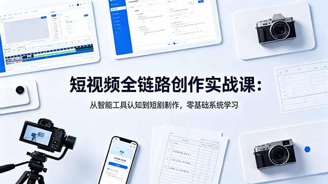 短视频全链路创作实战课：从智能工具认知到短剧制作，零基础系统学习-宝藏屋创业网