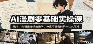 AI漫剧零基础实操课:剧本人物场景分镜全教学,AI生片配音剪辑一站式落地-宝藏屋创业网