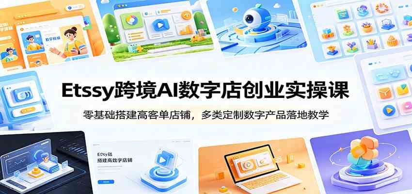 Etsy跨境AI数字店创业实操课：零基础搭建高客单店铺，多类定制数字产品落地教学-宝藏屋创业网