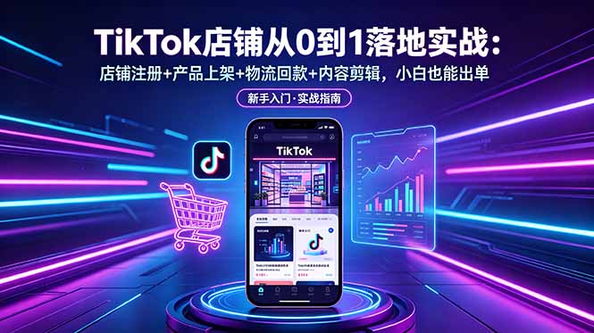 TikTok店铺从0到1落地实战：店铺注册+产品上架+物流回款+内容剪辑，小白也能出单-宝藏屋创业网