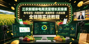 三农新媒体电商流量增长实操课,账号定位・内容创作・直播带货・小店运营,全链路实战教程-宝藏屋创业网