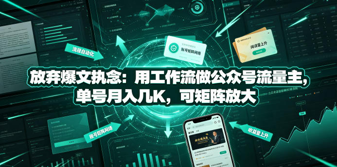 放弃爆文执念：用工作流做公众号流量主，单号月入几K，可矩阵放大-宝藏屋创业网