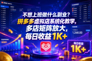 不想上班做什么副业?拼多多虚拟店系统化教学,多店矩阵放大,每日收益1K+【揭秘】-宝藏屋创业网