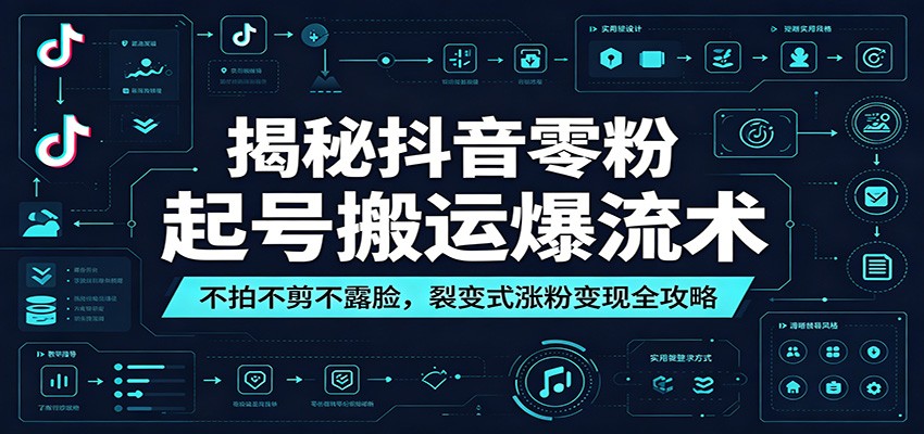 揭秘抖音零粉起号搬运爆流术：不拍不剪不露脸，裂变式涨粉变现全攻略-宝藏屋创业网