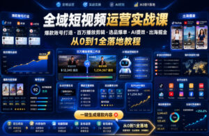 全域短视频运营实战课,爆款账号打造・百万播放剪辑・选品爆单・AI提效・出海掘金,从0到1全落地教程-宝藏屋创业网
