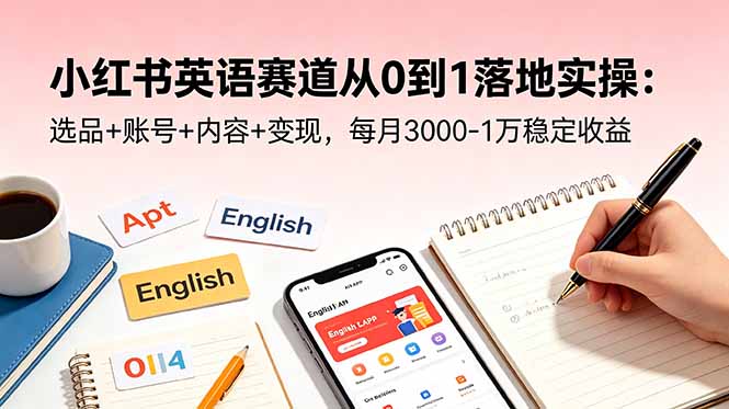 小红书英语赛道从0到1落地实操：选品+账号+内容+变现，每月3000-1万稳定收益-宝藏屋创业网