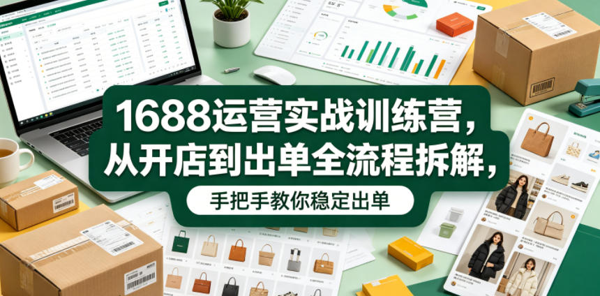1688运营实战训练营，从开店到出单全流程拆解，手把手教你稳定出单-宝藏屋创业网