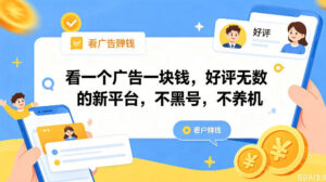 看一个广告一块钱，好评无数的新平台，不黑号，不养机，一撸几十块钱还是不错的【揭秘】-宝藏屋创业网