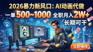 2026暴力新风口：AI动画代做，一单500~1000，全职月入2W+，长期可干-宝藏屋创业网