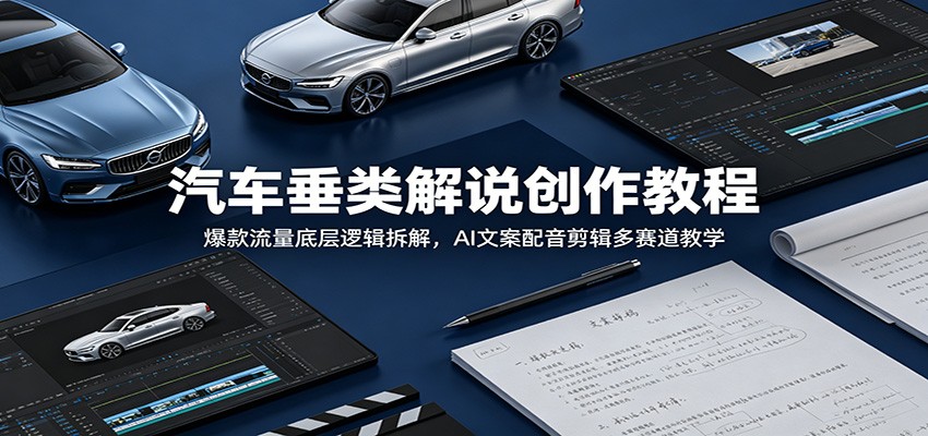 汽车垂类解说创作教程：爆款流量底层逻辑拆解，AI文案配音剪辑多赛道教学-宝藏屋创业网