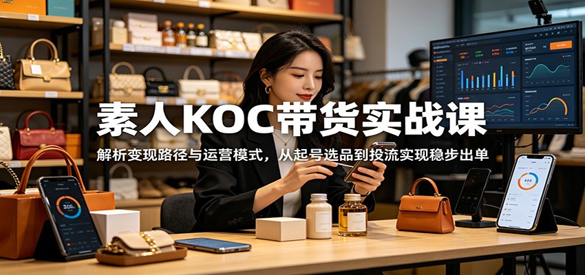 素人KOC带货实战课：解析变现路径与运营模式，从起号选品到投流实现稳步出单-宝藏屋创业网