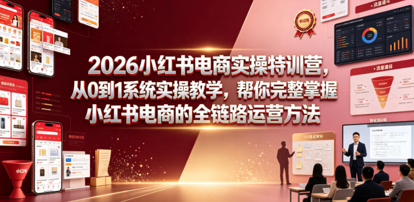 2026小红书电商实操特训营，从0到1系统实操教学，帮你完整掌握小红书电商的全链路运营方法-宝藏屋创业网
