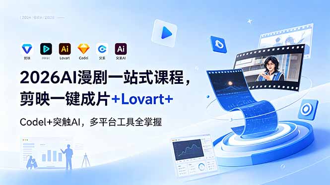 2026AI 漫剧一站式课程，剪映一键成片+Lovart+Codel+突触AI，多平台工具全掌握-宝藏屋创业网