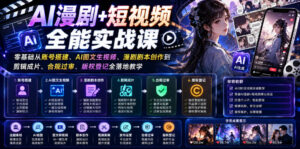 AI漫剧+短视频全能实战课｜零基础从账号搭建、AI图文生视频、漫剧剧本创作到剪辑成片、合规过审、版权登记全落地教学-宝藏屋创业网