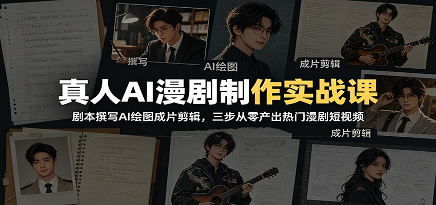 真人AI漫剧制作实战课：剧本撰写AI绘图成片剪辑，三步从零产出热门漫剧短视频-宝藏屋创业网