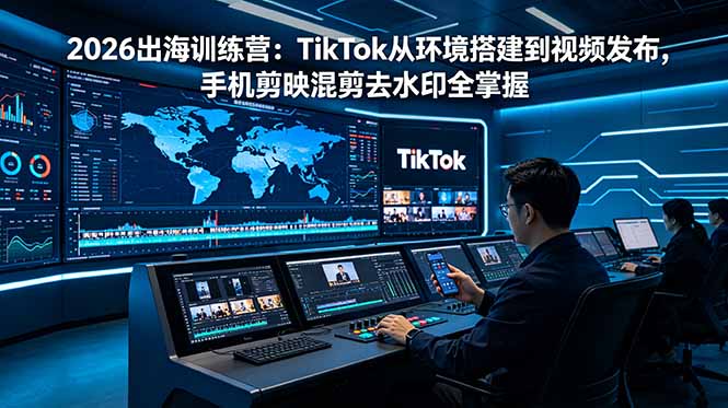 2026出海训练营：TikTok从环境搭建到视频发布，手机剪映混剪去水印全掌握-宝藏屋创业网