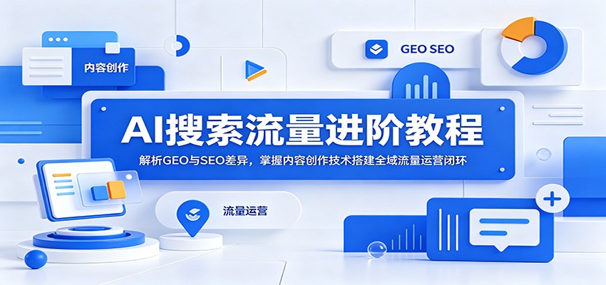 AI搜索流量进阶教程：解析GEO与SEO差异，掌握内容创作技术搭建全域流量运营闭环-宝藏屋创业网