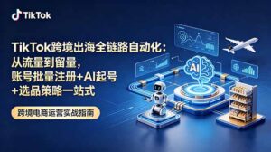 TikTok跨境出海全链路自动化：从流量到留量，账号批量注册+AI起号+选品策略一站式-宝藏屋创业网