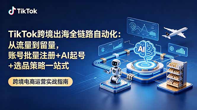 TikTok跨境出海全链路自动化：从流量到留量，账号批量注册+AI起号+选品策略一站式-宝藏屋创业网
