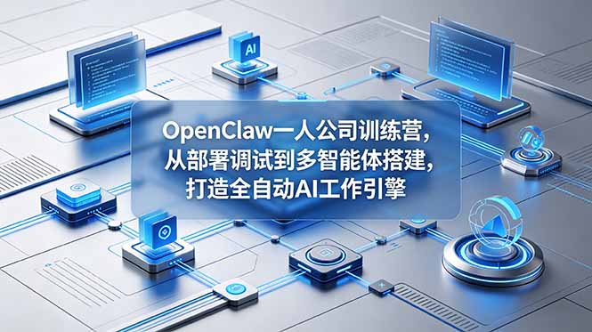 OpenClaw 一人公司训练营，从部署调试到多智能体搭建，打造全自动 AI 工作引擎-宝藏屋创业网