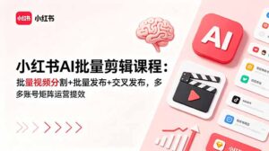 小红书AI批量剪辑课程：批量视频分割+批量发布+交叉发布，多账号矩阵运营提效-宝藏屋创业网