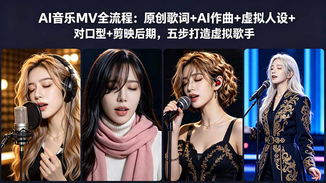 AI音乐MV全流程：原创歌词+AI作曲+虚拟人设+对口型+剪映后期，五步打造虚拟歌手-宝藏屋创业网